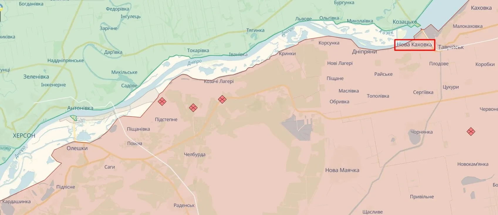 У районі окупованої Нової Каховки на Херсонщині горить склад армії РФ. Відео