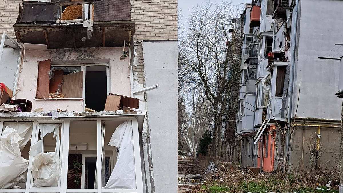 розбиті будинки в Новій Каховці