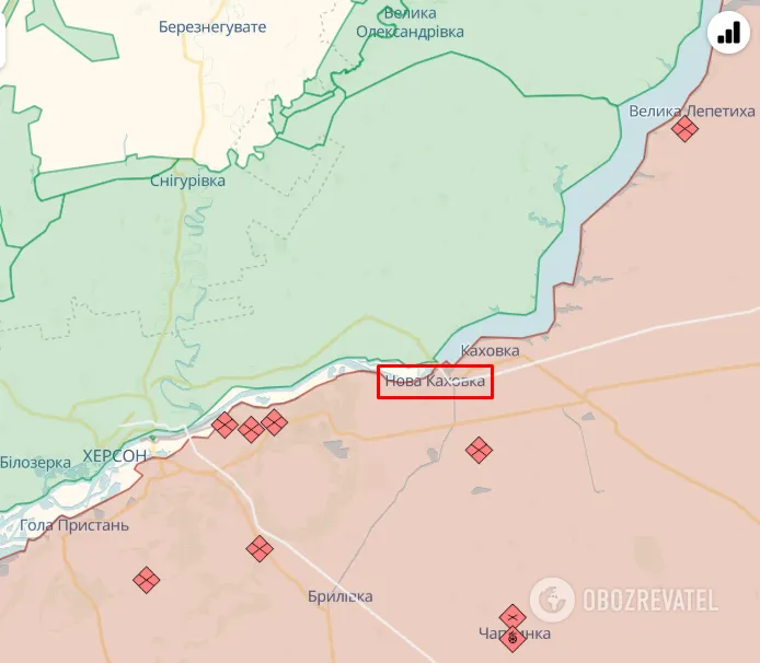 Нова Каховка на карті
