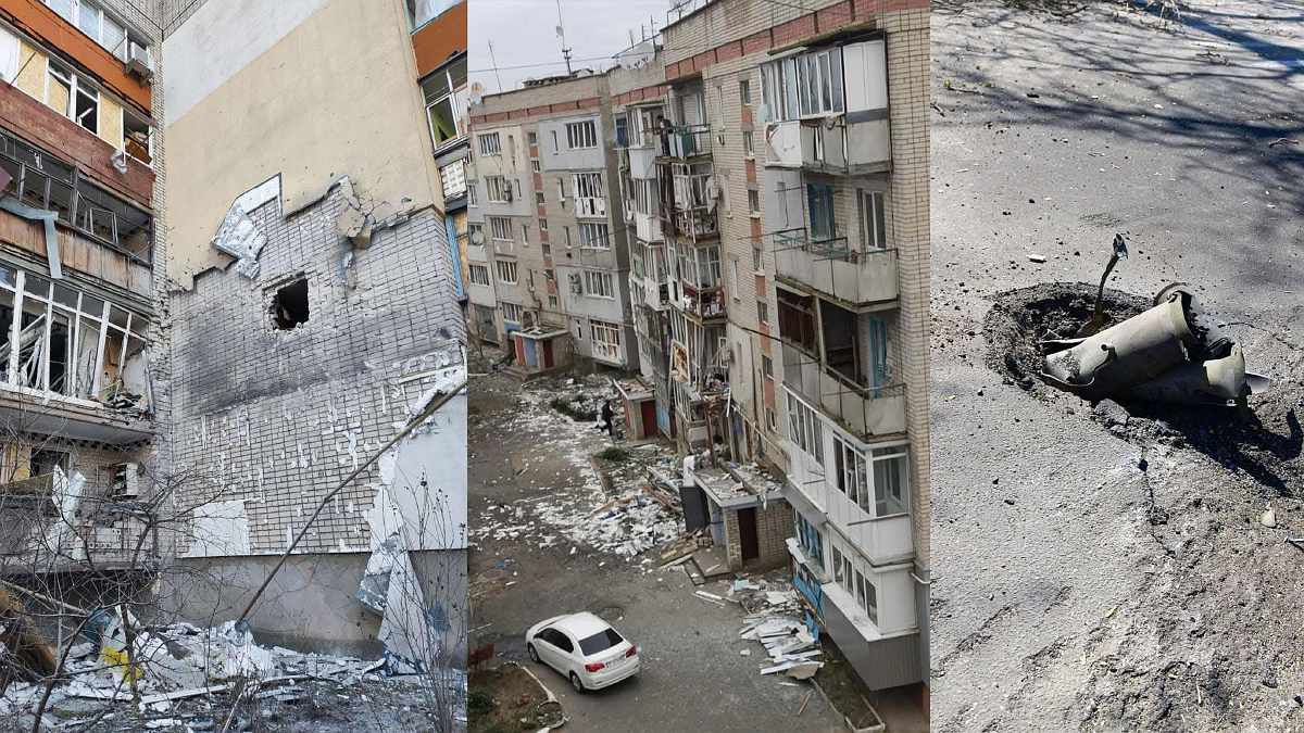 Наслідки російських обстрілів житлових кварталів Каховки