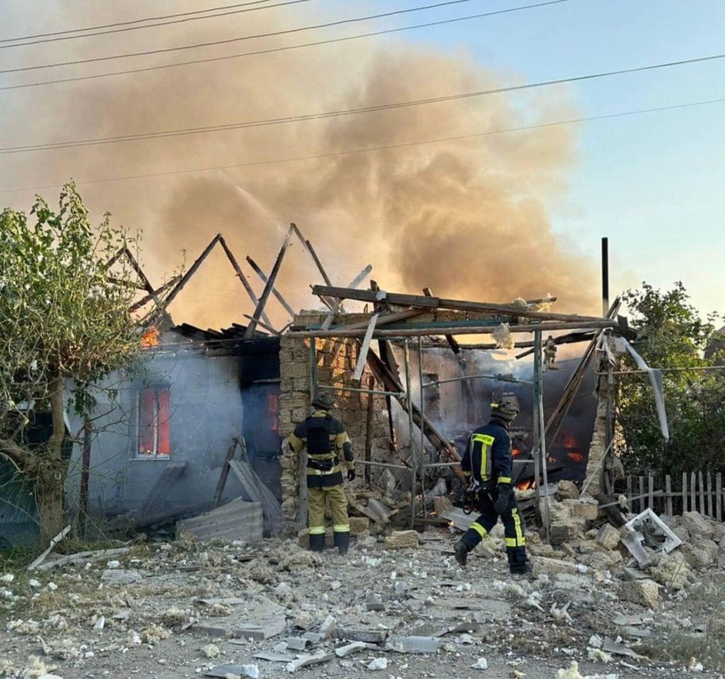 пожар после обстрела