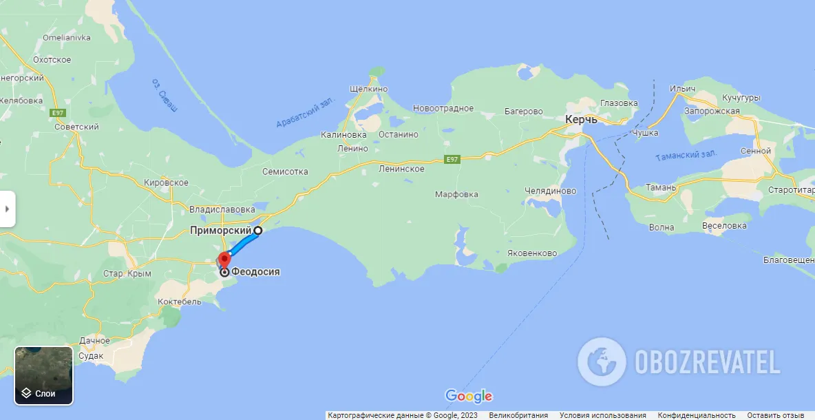 Росіяни переганяють військову техніку на "материк" через Кримський міст в обхід Чонгара. Фото