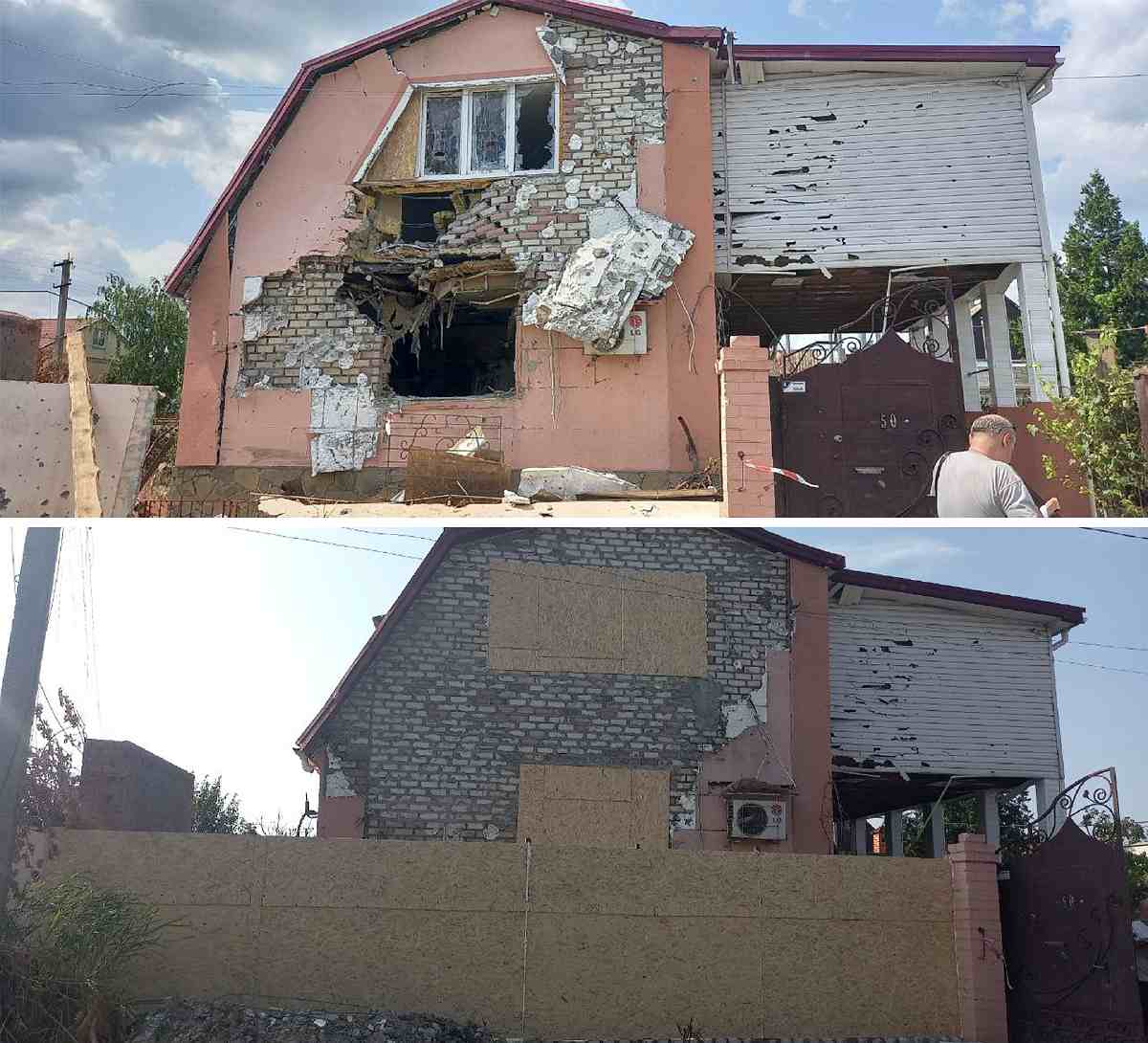 Будинок в Херсоні пошкоджений та відновлений 