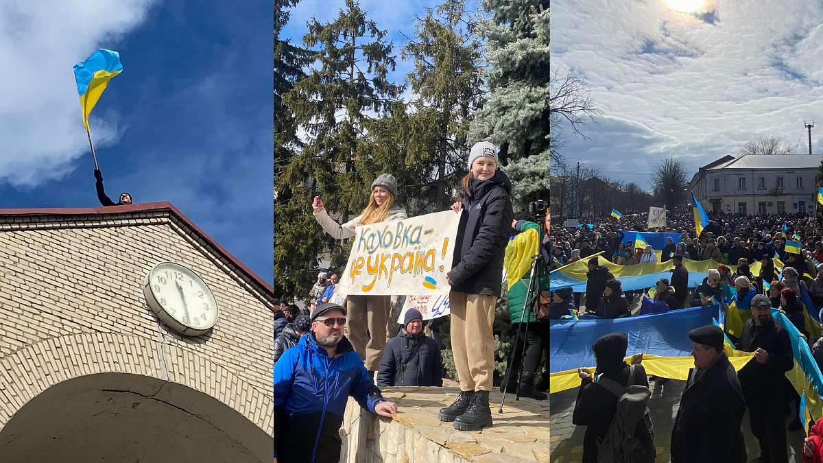 Проукраїнські мітинги у Каховці у березні 2022 року