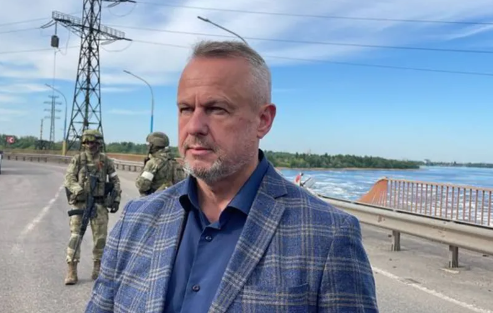 Колаборант Володимир Леонтьєв. Фото з окупаційних ЗМІ